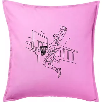 Polštář Basketbalista jedním tahem - výskok - Polštář 50x50 - 50x50 - Pouze potah ( Růžová )