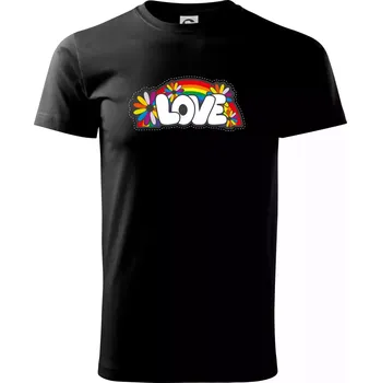 Pánské tričko Love s duhou v pozadí - Triko extra velké (5-8XL) - 8XL ( Černá )