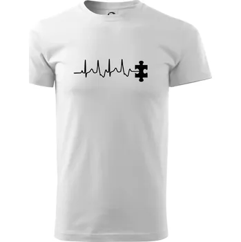 EKG puzzle rozpojené - Triko extra velké (5-8XL) - 7XL ( Bílá )