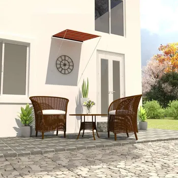 Markýza vidaXL Zatahovací markýza 100 x 150 cm textil a ocel [145890] Barva: oranžová a hnědá