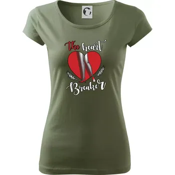 Dámské tričko The Heart breaker - srdce - Dámské triko Pure - XS ( Khaki )