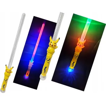 Dětská zbraň SVÍTÍCÍ MEČ S ANIMACÍ Pikachu ŽLUTÝ S DISCO KOULÍ 65CM E2465 EMAJHURT