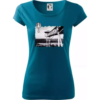 Retro Hraniční vrch - Dámské triko Pure - S ( Petrolejová )