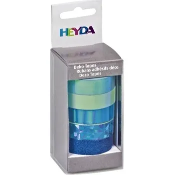 Lepicí páska HEYDA Páska washi lepicí papírová, lesk, glitr, hologram modrá 5 ks