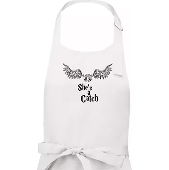Kuchyňská zástěra Shes a catch - Pánská zástěra na vaření - Univerzální velikost ( Bílá )