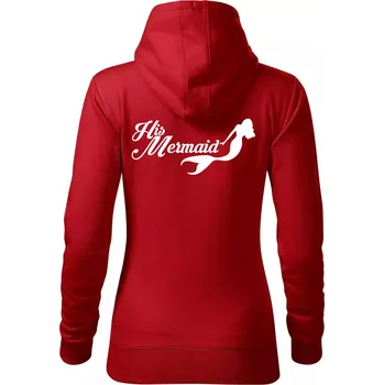 Dámská mikina His Mermaid - Mikina dámská Cape s kapucí - L ( Červená )