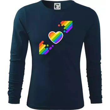 Pánská móda Srdce uhlopříčně - Triko s dlouhým rukávem FIT-T long sleeve - S ( Námořní modrá (velmi tmavá - téměř černá) )