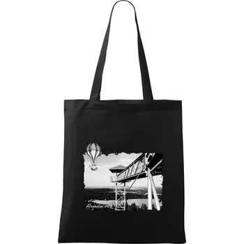 Nákupní taška Retro Hraniční vrch - Taška bavlněná - 42 x 38 cm ( Černá )