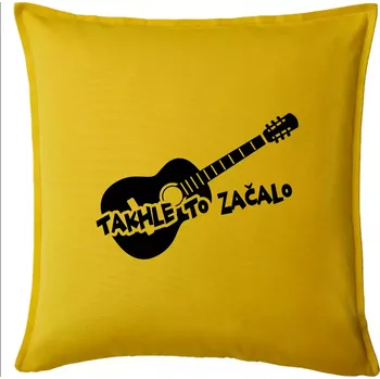 Polštář Kytara, takhle to všechno začalo - Polštář 50x50 - 50x50 - Pouze potah ( Žlutá )