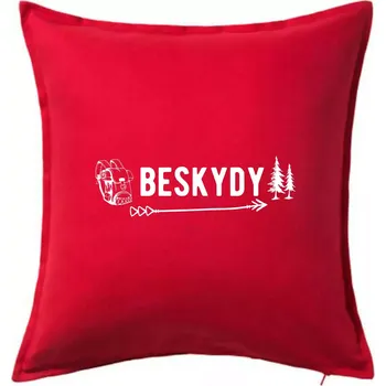 Polštář Beskydy nápis - Polštář 50x50 - 50x50 - Pouze potah ( Červená )