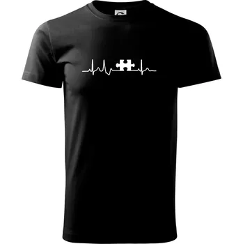 EKG puzzle párové - Triko extra velké (5-8XL) - 7XL ( Černá )