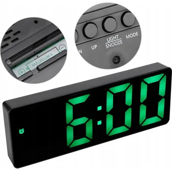 Budík Moderní digitální budík s vícebarevným displejem a teploměrem
