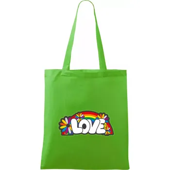 Nákupní taška Love s duhou v pozadí - Taška bavlněná - 42 x 38 cm ( Apple Green )
