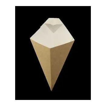 Jednorázové nádobí Papírový kornout EKO na hranolky 300 ml s kapsou na dip hnědý [40 ks],rychlé dodání