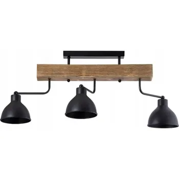 Stropní svítidlo 3xE27 stropní svítidlo LOFT KOV DŘEVO ČERNÁ