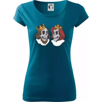 Dámské tričko King and Queen lebky - Dámské triko Pure - S ( Petrolejová )