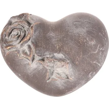 umělá květina Srdce s růží - betonové, pietní, antracitově šedé