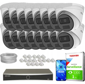 IP kamera Monitorovací sada 16x IPCAM-T2-P Full HD, PoE, H.265+ HiLook od Hikvision