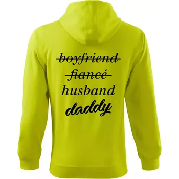 Pánská mikina Partnerské triko nastávající rodiče - Mikina s kapucí na zip trendy zipper - XL ( Limetková )