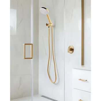 Sprchová hlavice s hadicí zlatá kov 1 režim proudu vody moderní styl příslušenství koupelna Beliani