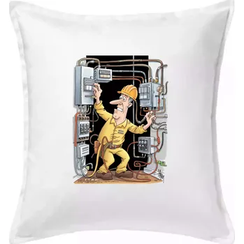 Polštář Vyděšený elektrikář - Polštář 50x50 - 50x50 - Pouze potah ( Bílá )