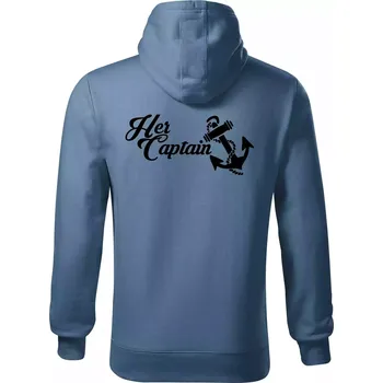 Pánská mikina Her captain - Mikina pánská Cape s kapucí - 4XL ( Denim )