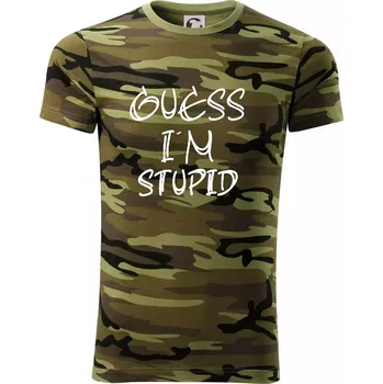 Pánské tričko Guess iam stupid - Army CAMOUFLAGE - 3XL ( Zelený maskáč )