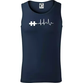 EKG puzzle rozpojené - Tílko pánské Core - S ( Námořní modrá (velmi tmavá - téměř černá) )