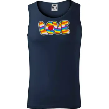 Love nápis duhový - Tílko pánské Core - XL ( Námořní modrá (velmi tmavá - téměř černá) )