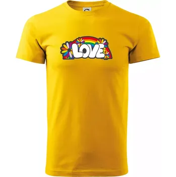 Love s duhou v pozadí - Triko extra velké (5-8XL) - 7XL ( Žlutá )