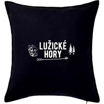 Polštář Lužické hory nápis - Polštář 50x50 - 50x50 - Pouze potah ( Černá )