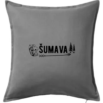 Polštář Šumava nápis - Polštář 50x50 - 50x50 - Včetně výplně ( Tmavě šedý melír )