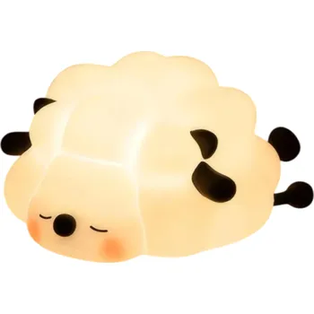 Noční světlo Noční světlo ve tvaru ovce Přenosná lampa z ABS a silikonu 1200 mAh Dobíjecí baterie Tři úrovně jasu Dekorace pro děti i dospělé černá