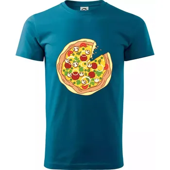 Pánská móda Pizza + Pizza kousek - Klasické pánské triko vyšší gramáže - S ( Petrolejová )