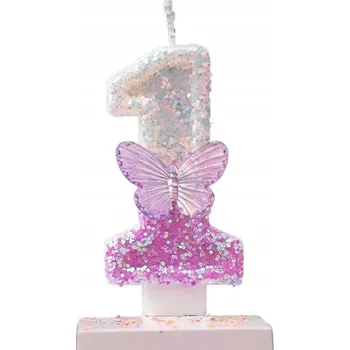 Dortová svíčka Narozeninová svíčka Na Dort / MOTÝLEK / Svíčky na narozeniny / ČÍSLICE 1