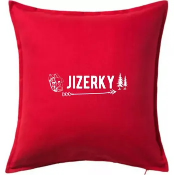 Polštář Jizerky nápis - Polštář 50x50 - 50x50 - Včetně výplně ( Červená )