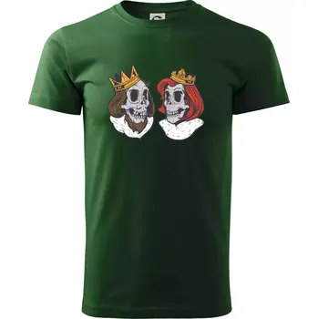 Pánské tričko King and Queen lebky - Triko extra velké (5-8XL) - 6XL ( Lahvově zelená )