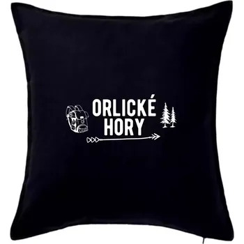 Polštář Orlické hory nápis - Polštář 50x50 - 50x50 - Pouze potah ( Černá )