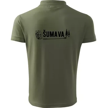 Pánská košile Šumava nápis - Polokošile pánská Pique Polo 203 - 5XL ( Khaki )