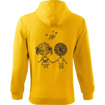 Pánská mikina Love Kluk - Holka - Mikina s kapucí na zip trendy zipper - 3XL ( Žlutá )