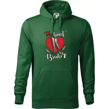 Pánská mikina The Heart breaker - srdce - Mikina pánská Cape s kapucí - 3XL ( Lahvově zelená )