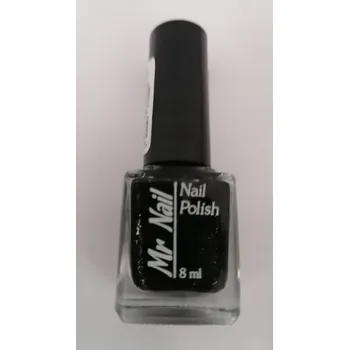 Lak na nehty Lak na nehty Mr Nail 8 ml č. 108, barva černá se zlatými částečkami