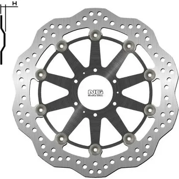 Motodíl NG přední brzdový kotouč HONDA XL 1000V 99-13, VFR CROSSRUNNER 800 11-14 (296X62X5mm) (6X6,5mm) WAVE plovoucí (prostředek hliníkový) (NG přední brzdový kotouč HONDA XL 1000V 99-13, VFR CROSSRUNNER 800 11-14 (296X62X5mm) (6X6,5mm) WAVE plovoucí (prostředek