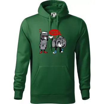 Pánská mikina Nemůžu bez tebe být foto - Mikina pánská Cape s kapucí - 5XL ( Lahvově zelená )