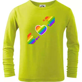 Dětská móda Srdce uhlopříčně - Triko dětské Long Sleeve - 104-110cm / 3-4 roky ( Limetková )