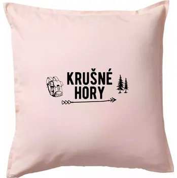 Polštář Krušné hory nápis - Polštář 50x50 - 50x50 - Pouze potah ( Světle růžová )