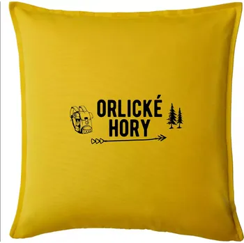Polštář Orlické hory nápis - Polštář 50x50 - 50x50 - Pouze potah ( Žlutá )