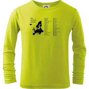 Dětská móda Můj cestovní seznam - Evropa - Triko dětské Long Sleeve - 122 cm/6 let ( Limetková )