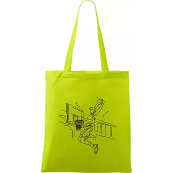 Basketbalista jedním tahem - výskok - Taška bavlněná - 42 x 38 cm ( Limetková )