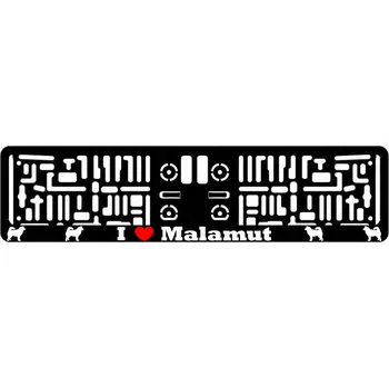 autokoberec Rámeček pod SPZ s motivem psa plemene Malamut, 2 ks